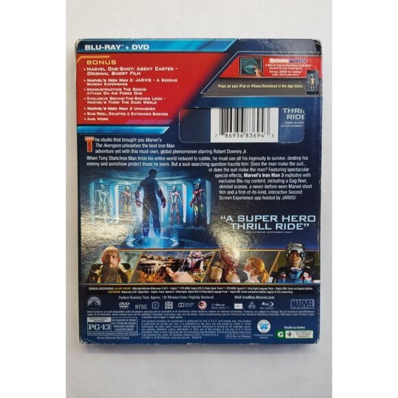 Marvel Iron Man 3 - Blu-ray Disc - DVD 2013 - Robert Downey Jr. with Slipcover - Picture 4 of 10